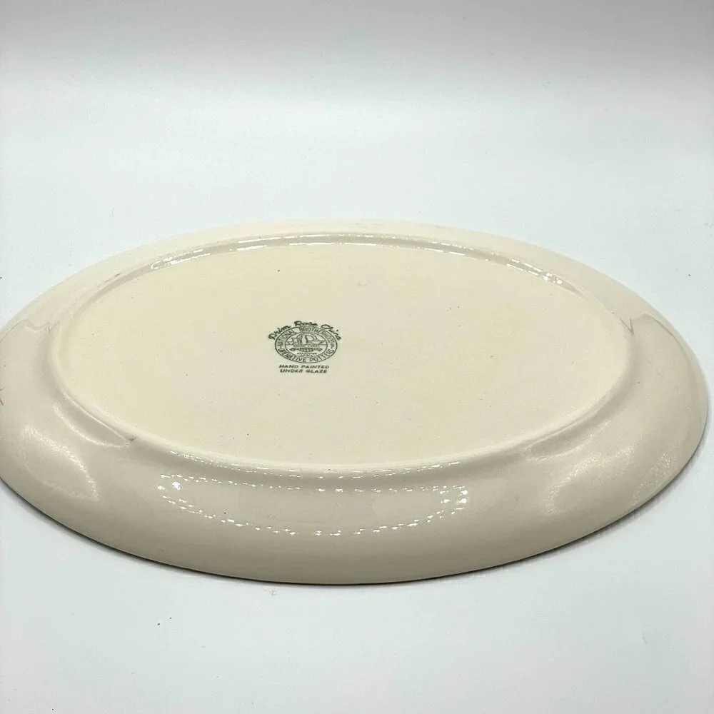 Vintage MCM National Brotherhood Hiawatha Prim Rose China Grey Stripe Platter